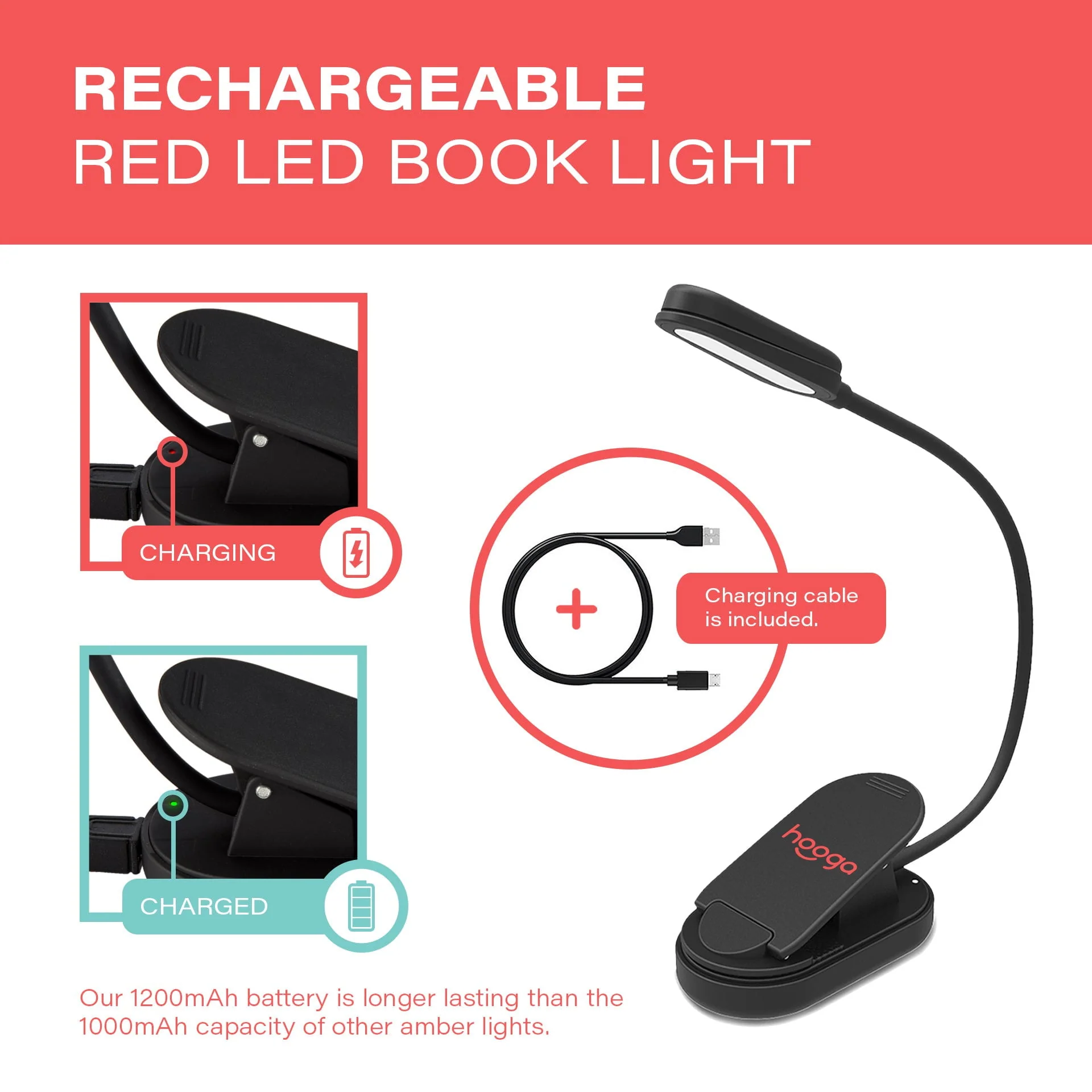 Red Clip-On Book Light - Image 3